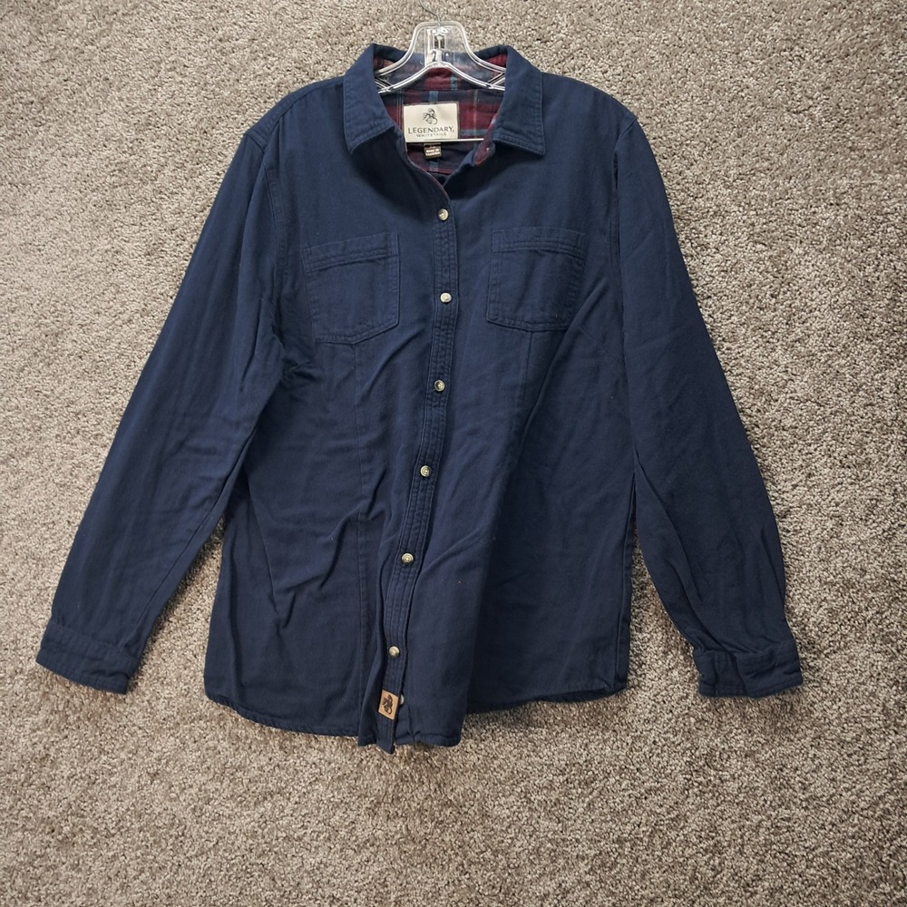 Legendary Whitetails Mens XL Navy Blue Flannel Button Down Shirt 6435 POLW-7545